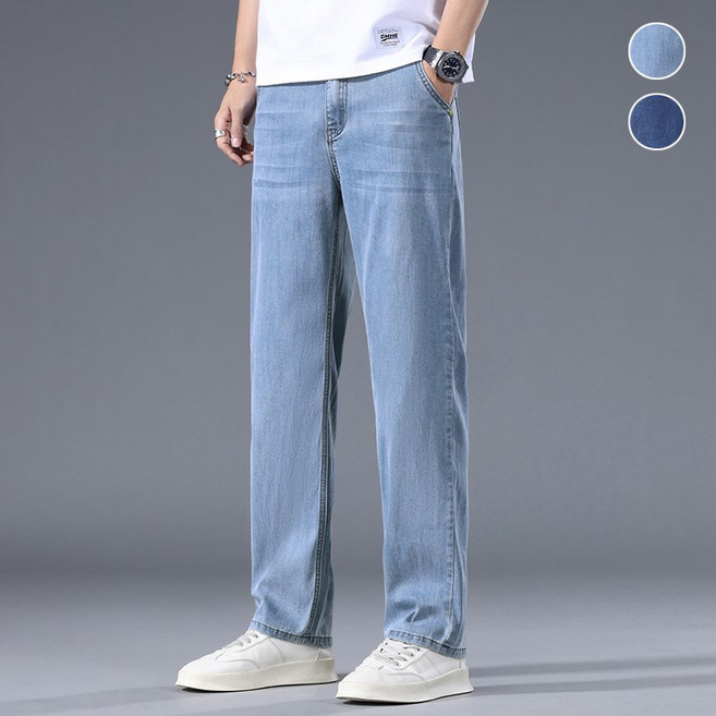 wassup 남자청바지 여름 얇은 슬랙스 일자청바지 텐셀 쿨링 진