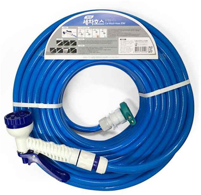삼정 다기능 물호스 세차 분사 가정용 정원 청소 고압 노즐 호스릴 10m