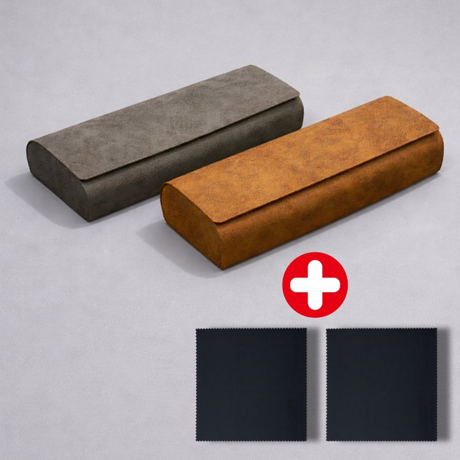 자석 슬림 하드 안경 선글라스 케이스 2개 + 안경닦이 2개 세트