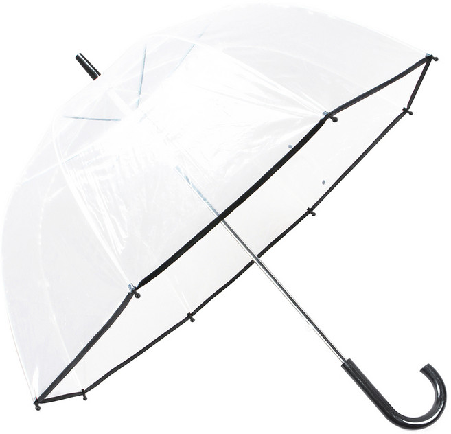 투명 자동 장우산 60cm 돔형 비닐우산 블랙손잡이 1단 헬로브롤리