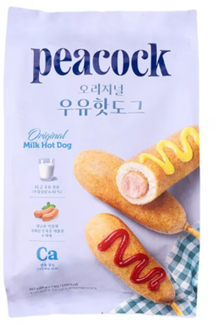 피코크 오리저널 우유 핫도그 냉동, 7개, 560g