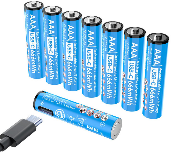 에네곤파워 AAA 충전지 C타입 충전식 건전지 장난감용 리모컨용 손전등용+ 케이블, 8개