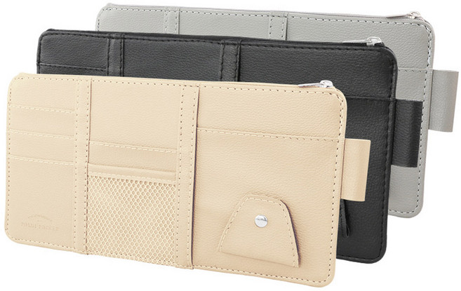 도매짱 차량용 바이져 썬바이저 포켓 CD케이스 정리함 (domejjang), C.아이보리, 1개