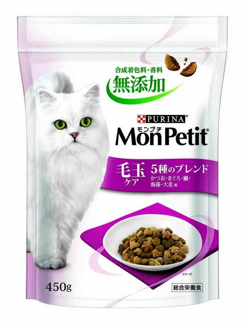 Mon Petit 貓倍麗 成貓日式乾糧 5種魚配方, 1個, 貓倍麗-成貓海洋魚高纖化毛,600g