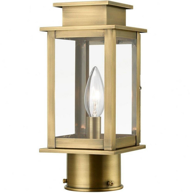 Livex Lighting 20201-01 Princeton - 클래식 스타일의 가벼운 야외 미니 포스트 탑 랜턴 1개 - 높이 26.7cm(10.5인치) 너비 12.4cm(, Livex Lighting 20201-01 Prince