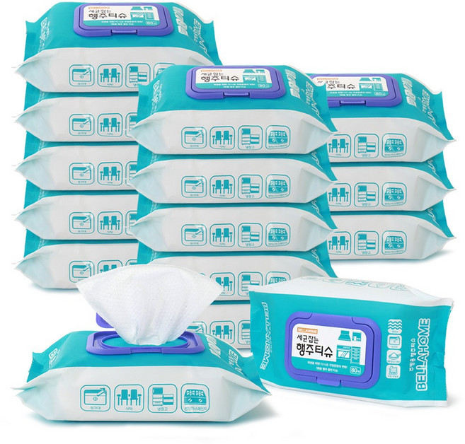 벨라홈 세균잡는 행주티슈 캡형, 80개입, 15개