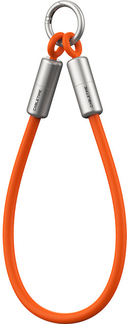 케이블타임 스트랩 C to C타입 고속 충전 케이블 휴대용 고리형 숏케이블 고급형, 1개, 레드(오렌지), 0.3m