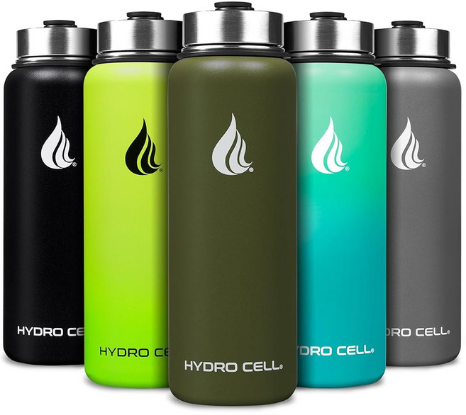 빨대가 달린 하이드로 셀 스테인리스 스틸 단열 물병 - 차갑고 음료용 나사 캡이 있는 금속 진공 플라스크와 현대적인 누수 방지 스포츠 보온병 흑연/블랙 18온스, 40 Ounces, Army Black, 1개