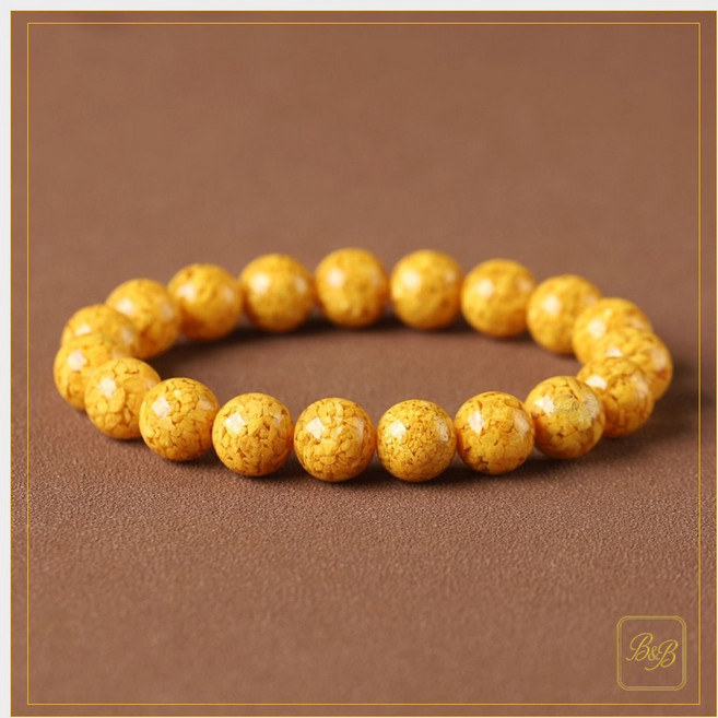 B&B 고함량 웅황주사 삼재 불교 소원성취 패션염주 팔찌 황금빛 웅황주사 팔찌