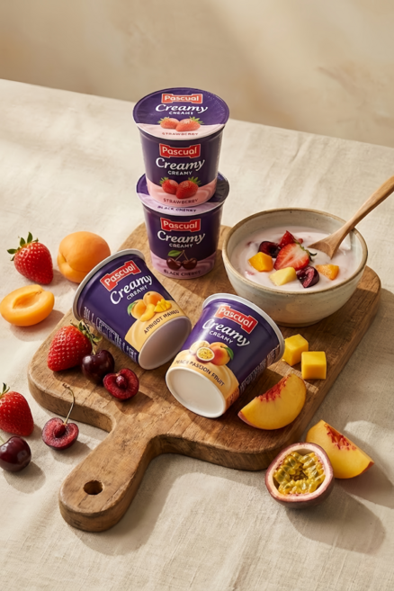 PASCUAL creamy 經典水果顆粒優格, 4個裝, 杏桃芒果顆粒｜2026.10, 120g