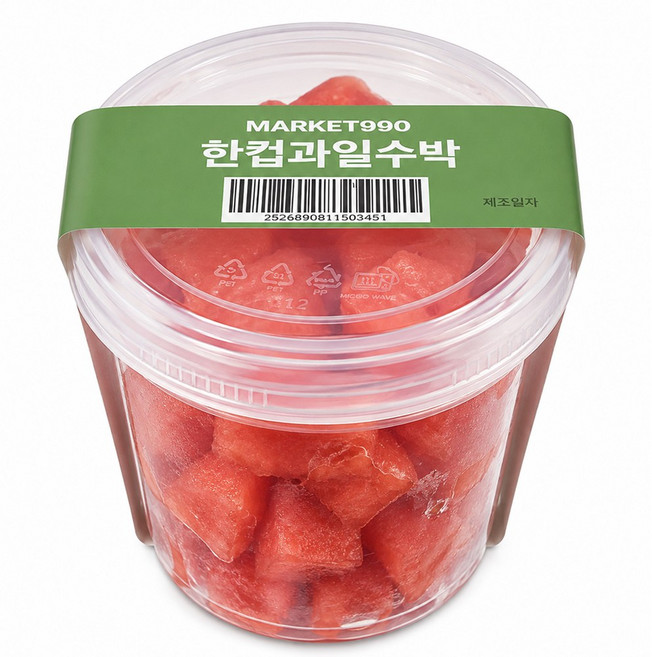 과일도시락 한컵과일 수박 간편 컷팅과일 맛있는 바로먹는 조각 꿀수박, 1개, 170g