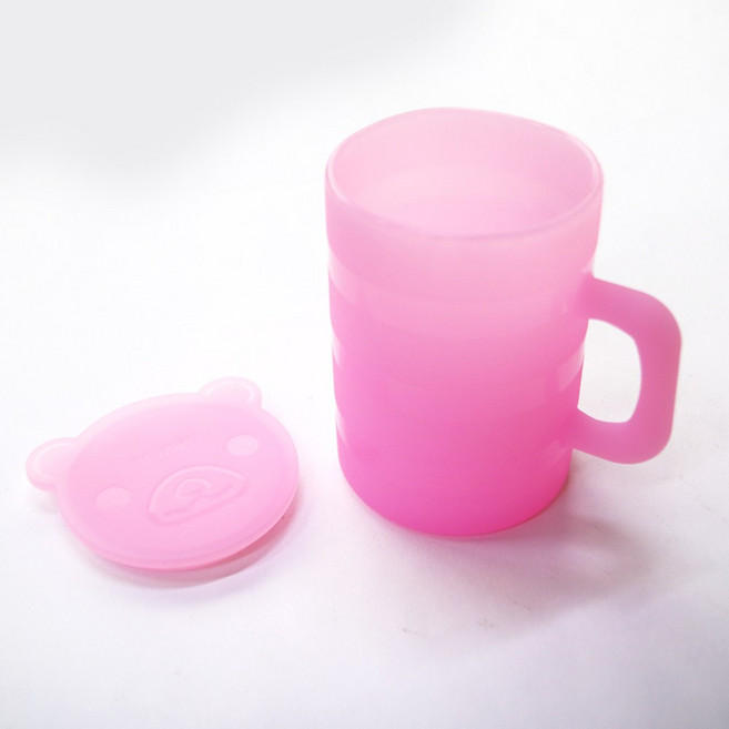 파미레 실리콘 투데이 컵 300ml 아기컵, 투명 핑크, 1개