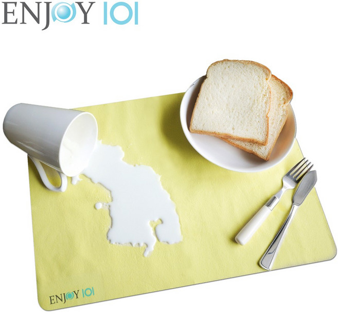 ENJOY101 矽膠布防滑防水餐墊, 黃, 1個
