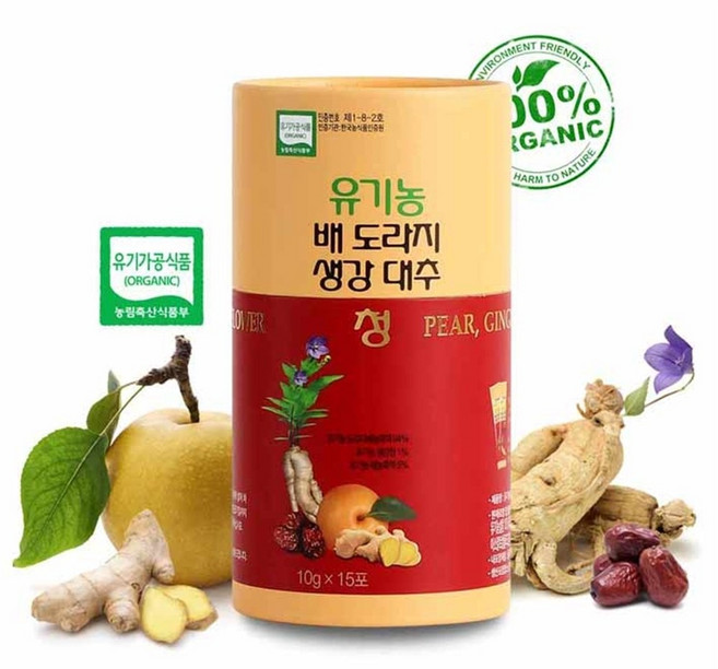 내추럴참푸드 유기농배도라지생강대추청(10g-15ea)스틱, 1개