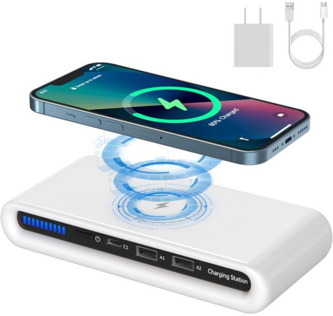 iPhone 호환15141312Pro Max Google 픽셀에 호환되는 USB C 포트가 있는 여러 장치용 무선 충전기 30W 충전 스테이션, iPhone 호환15141312Pro Max Googl