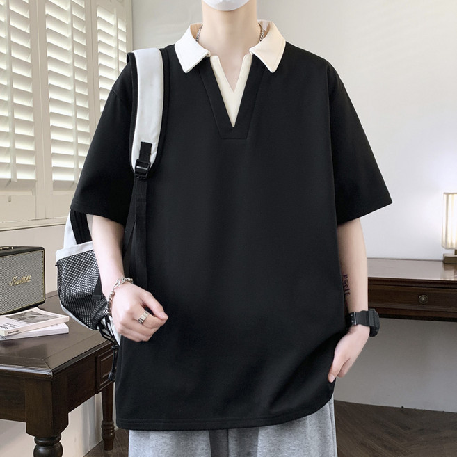 RYZY 撞色翻領 V領短袖 POLO衫