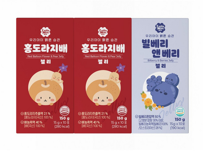 룰루맘 습관젤리 혼합 홍도라지배 15g 20포 + 빌베리앤베리 15g 10포(총30포), 30개