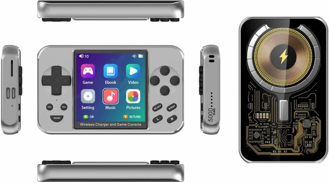 휴대용 게임 콘솔 Magsafe 무선 고속 충전 보조베터리 2-in-1 IPS 스크린 지원 10개 이상의 시뮬레이터 600, 01 Grey