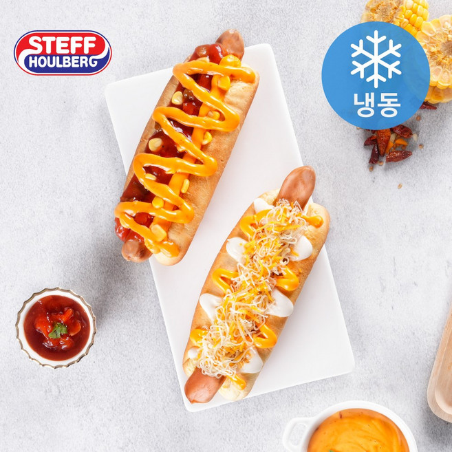 [스테프핫도그] 칠리살사핫도그+딥치즈핫도그(동물복지 인증), 10개, 169g