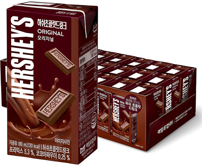 허쉬 초콜릿드링크 오리지널, 190ml, 24개