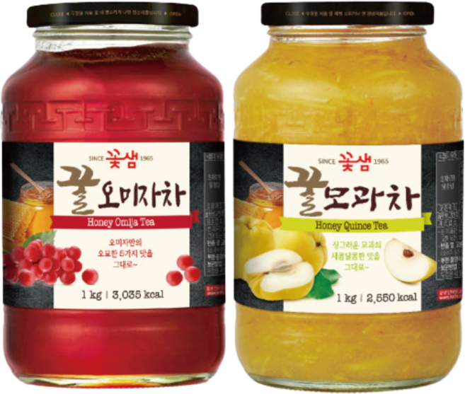 꽃샘 꿀차병 꿀모과차 1kg+ 꿀오미자차 1kg