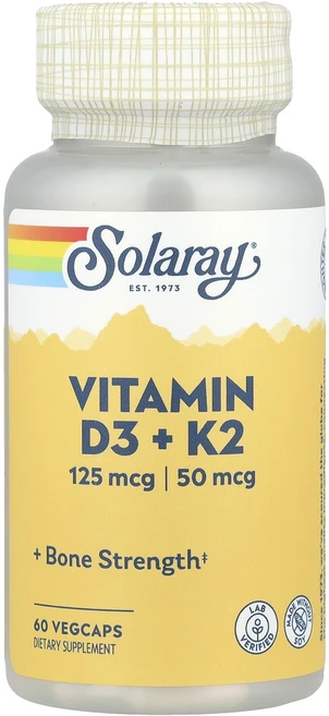 Solaray 비타민D3 + K2 대두 무함유 베지 캡슐 60정, 1개 - 쿠팡