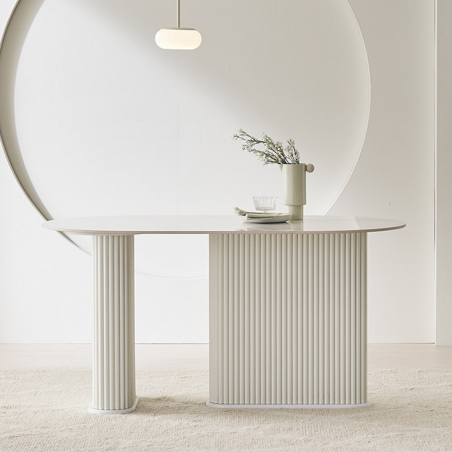 파로마 이즈 칼리아 1400 세라믹 타원형 템바 식탁 테이블, 화이트, 4인용