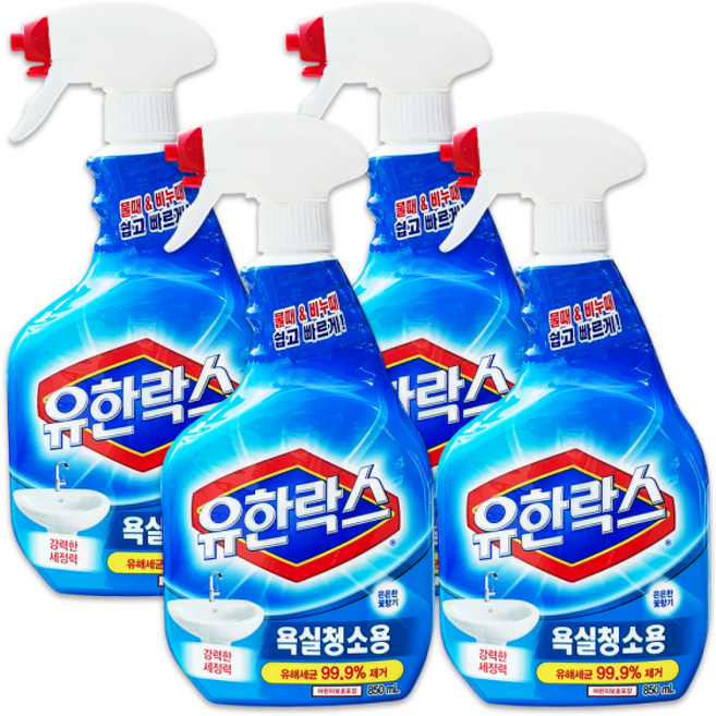 유한락스 세정제 욕실청소용, 4개, 850ml