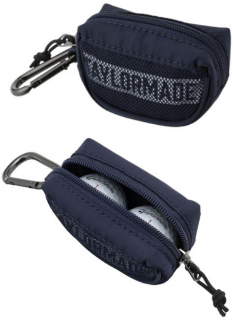 [정품] 테일러메이드 Box 로고 투볼 파우치 골프공 주머니 남여공용 공가방, 네이비