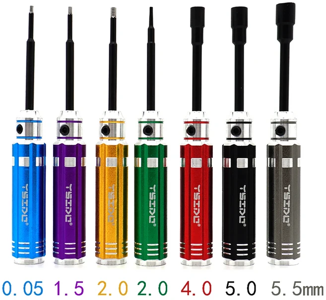 124 트랙사스 액시얼 RC 화이트 스틸 육각 스크류 드라이버 세트 2.0 2.5 3.0 4.0 5.0mm 너트 공구 탱크 크, 04 7PCS 7056