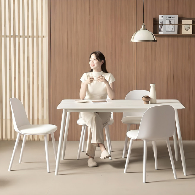 보니애가구 포지타노 1400 포세린 세라믹 식탁세트 4인용 방문설치, 상판(화이트), 의자(화이트4P), 일반의자 4