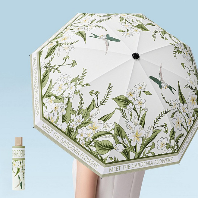 모니즈 메종플라워 거꾸리 3단 우산 양산겸용 꽃무늬 우양산, 1개, 버드그린(DY854)