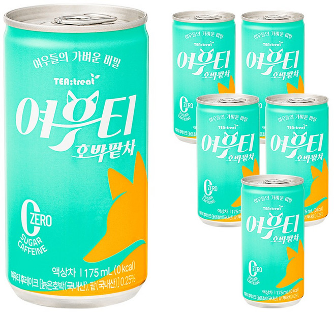 티트리트 여우티 호박팥차 캔, 6개, 175ml