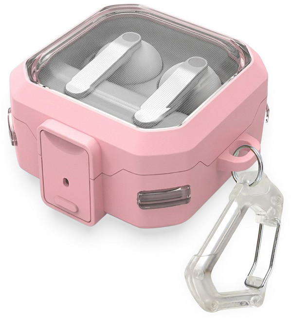 더조은셀러 하이브리드 클릭락 잠금 분실 방지 범퍼 케이스 갤럭시 버즈4 버즈4 프로 호환, 1개, 러블리 핑크, 갤럭시 버즈4/4프로