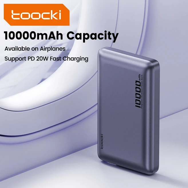 Toocki 10000mAh 무선 보조베터리 휴대용 PD 20W 아이폰호환 12 13 14 15 16 Pro Max 샤오미 용 고속 충전, 01 10000mAh, 02 Purple