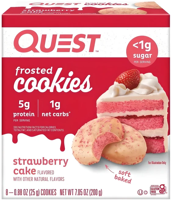 퀘스트 프로스트 쿠키 스트로베리 케이크 8개입, 200g, 1개 - 쿠팡
