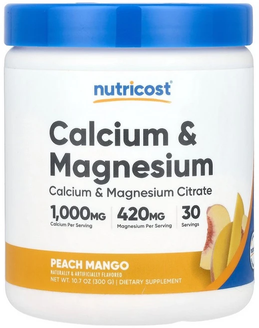 Nutricost 칼슘 및 마그네슘 복숭아 망고 300g(10.7oz) Nutricost (뉴트리코스트), 1개, 300g - 쿠팡