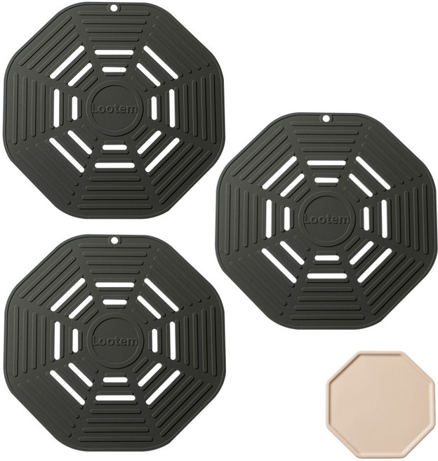 [루템] 인덕션 보호 매트 내열성 실리콘 인덕션 매트 국내산+티코스터1P, 3개, 시크그레이(대)