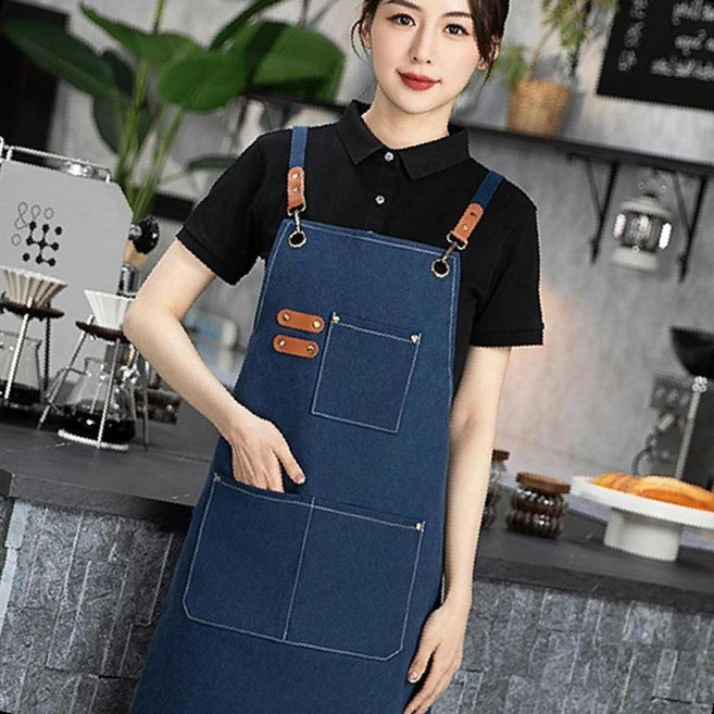 카페 바리스타 데님 작업앞치마 방수 목공 공방 주방 미용실 화방 업소용 전문가용 캔버스 허리 작업복, 1개, 핑크