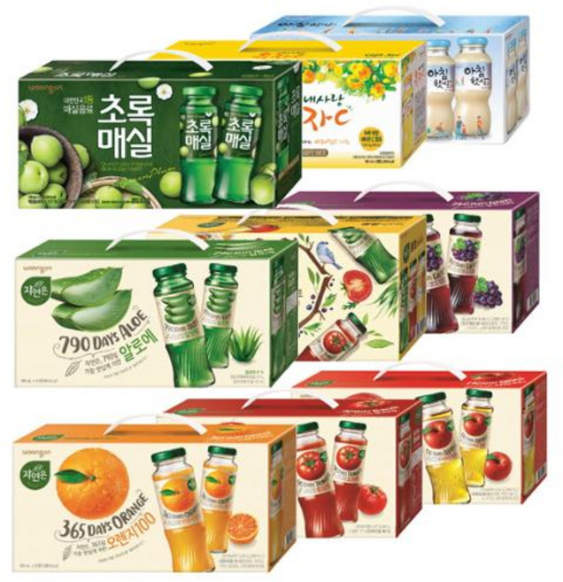 웅진식품 자연은 주스병 선물세트 180mlx12입x2케이스 1종선택 (알로에/토마토/오렌지/사과/포도/초록매실/아침햇살/유자/종합(알+토+망) 617019, 유자C