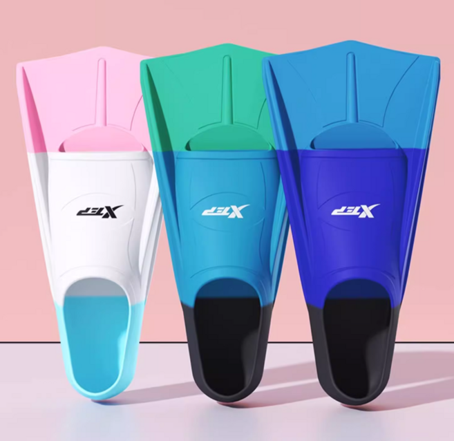 어린이오리발 숏핀 훈련용 여성오리발 휴대용 망사가방, 화이트, M