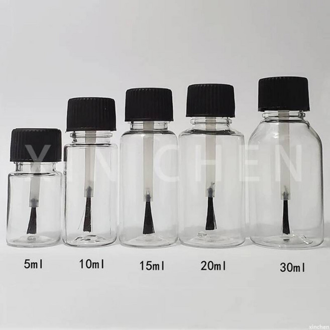 향수병 5/10 Pcs 플라스틱 빈 리필 되나요 매니큐어 터치 병 화장품 샘플 브러쉬 지우기 5ml 10ml 15ml 20ml 30ml [호환], 5 Pcs x 5ml, black cap