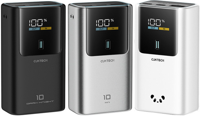 CUKTECH 10號PB1055迷你行動電源 10000mAh 55W快充 雙向快充, 鈦黑