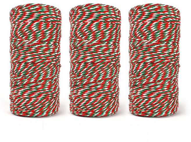 방구석상인 트와인끈 360m 선물포장끈 대용량, 레드앤그린