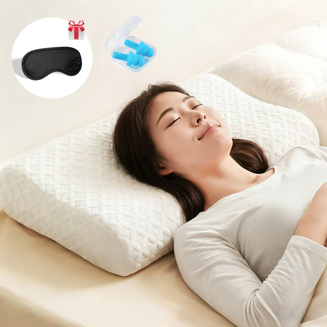 Folvia 경추 목베개 천연 라텍스 수면베개 인체공학 편안한 지지 숙면 베갯잇 포함, 1개, 화이트