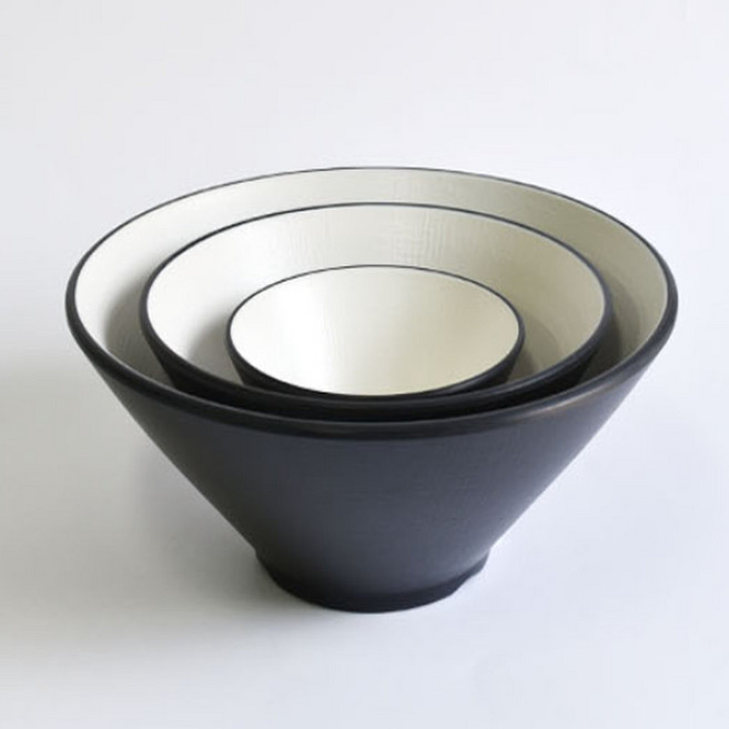 면기 멜라민 볼 비빔그릇, 체크투톤(BW) 브이면기 DS-7124