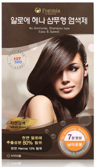 포고니아알로에헤나 염색샴푸 새치 버블 거품 샴푸형 5분 염색약 자연갈색 5개입, 1개