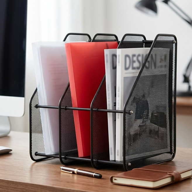 홈템방 철제 3칸 문서보관 파일박스 문서꽂이, 1, 상세페이지 참조