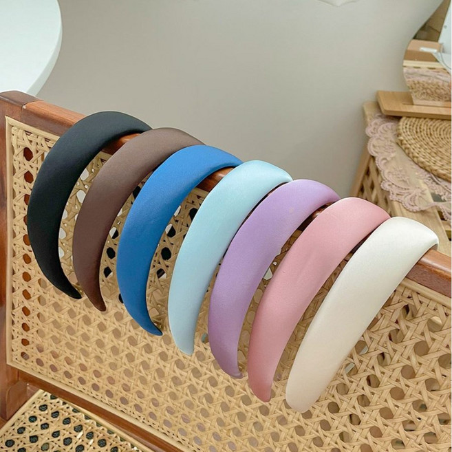 볼륨 와이드 새틴 넓은 머리띠 이혜성 헤어밴드/ 7컬러