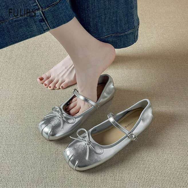 FULIBS 셔링 플랫슈즈 발편한 메리제인 슈즈 빅사이즈 여성 단화 265-225